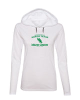 Women's North Texas Mean Green Long Sleeve Hooded Tee Shirt - North Texas Arch Primary Logo