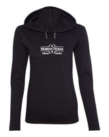Women's North Texas Mean Green Long Sleeve Hooded Tee Shirt - Mean Green Football Laces