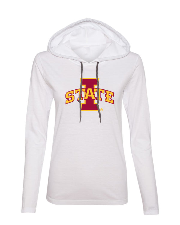 Women's Iowa State Cyclones Long Sleeve Hooded Tee Shirt - ISU I-STATE Logo