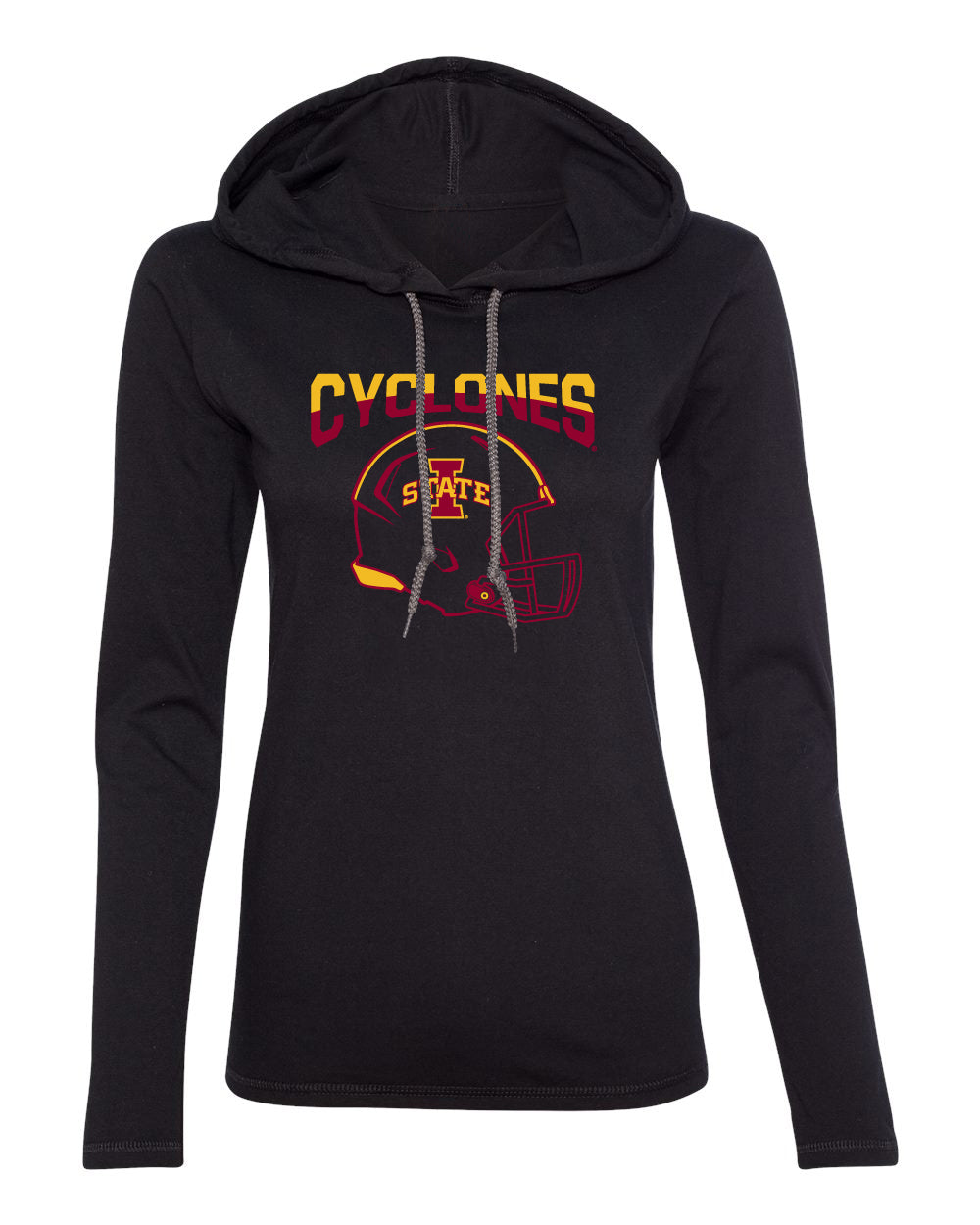 Women's Iowa State Cyclones Long Sleeve Hooded Tee Shirt - ISU Cyclones Football Helmet