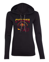 Women's Iowa State Cyclones Long Sleeve Hooded Tee Shirt - ISU Cyclones Football Helmet