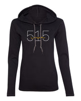 Women's Iowa Hawkeyes Long Sleeve Hooded Tee Shirt - 515 Area Code