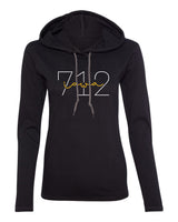 Women's Iowa Hawkeyes Long Sleeve Hooded Tee Shirt - 712 Area Code