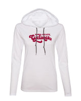 Women's Iowa State Cyclones Long Sleeve Hooded Tee Shirt - Retro ISU Script Cyclones