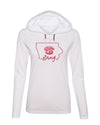 Women's Iowa State Cyclones Long Sleeve Hooded Tee Shirt - Cyclones Strong State Outline