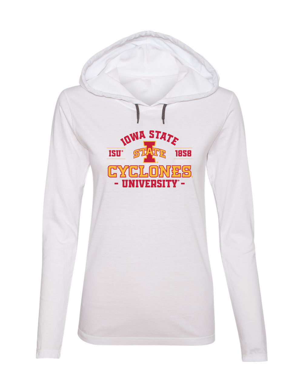 Women's Iowa State Cyclones Long Sleeve Hooded Tee Shirt - Arch Iowa State 1858