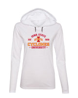 Women's Iowa State Cyclones Long Sleeve Hooded Tee Shirt - Arch Iowa State 1858
