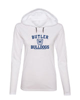 Women's Butler Bulldogs Long Sleeve Hooded Tee Shirt - Butler Bulldogs Arch Primary Logo