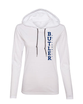 Women's Butler Bulldogs Long Sleeve Hooded Tee Shirt - Vertical Butler University