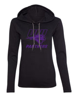 Women's Northern Iowa Panthers Long Sleeve Hooded Tee Shirt - Purple UNI Panthers Logo on Black