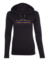 Women's Northern Iowa Panthers Long Sleeve Hooded Tee Shirt - Striped UNI Panthers Football Laces