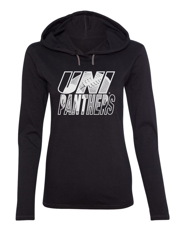 Women's Northern Iowa Panthers Long Sleeve Hooded Tee Shirt - UNI Panthers Football Image