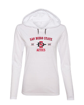 Women's San Diego State Aztecs Long Sleeve Hooded Tee Shirt - SDSU Primary Logo