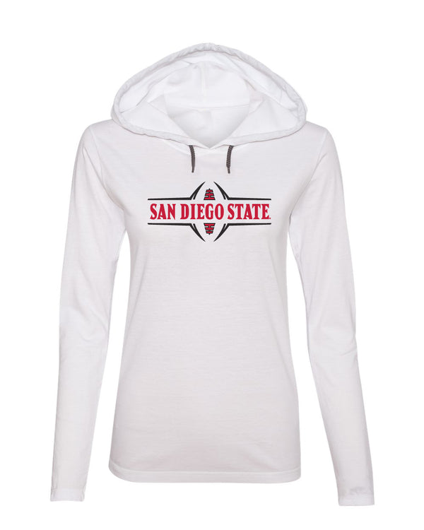 Women's San Diego State Aztecs Long Sleeve Hooded Tee Shirt - Football Laces