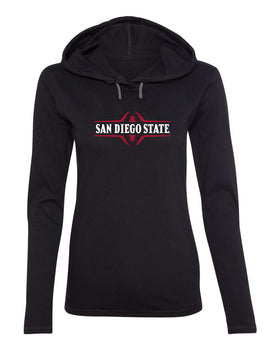 Women's San Diego State Aztecs Long Sleeve Hooded Tee Shirt - SDSU Football Laces