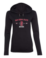 Women's San Diego State Aztecs Long Sleeve Hooded Tee Shirt - SDSU Primary Logo