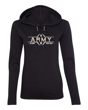 Women's Army Black Knights Long Sleeve Hooded Tee Shirt - Army Football Laces