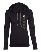 Women's Army Black Knights Long Sleeve Hooded Tee Shirt - Vertical United States Military Academy