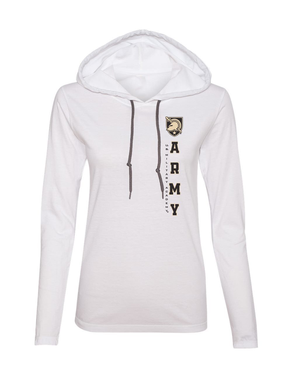 Women's Army Black Knights Long Sleeve Hooded Tee Shirt - Vertical United States Military Academy