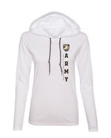 Women's Army Black Knights Long Sleeve Hooded Tee Shirt - Vertical United States Military Academy