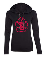 Women's South Dakota Coyotes Long Sleeve Hooded Tee Shirt - SD Coyote Paw