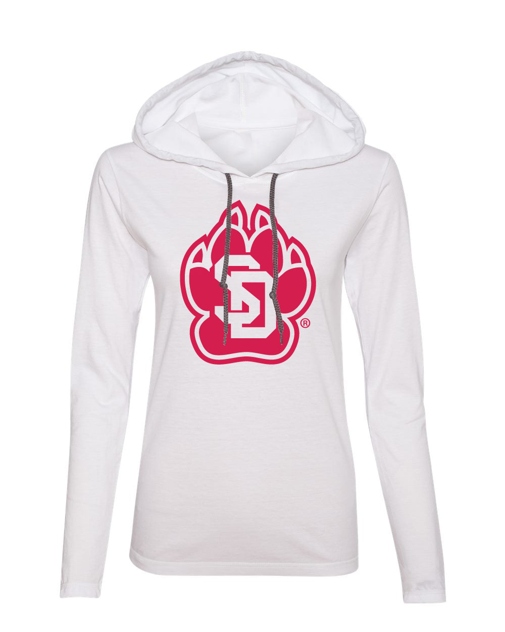 Women's South Dakota Coyotes Long Sleeve Hooded Tee Shirt - SD Coyote Paw
