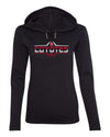 Women's South Dakota Coyotes Long Sleeve Hooded Tee Shirt - Striped COYOTES Football Laces