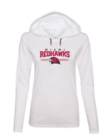 Women's Miami University RedHawks Long Sleeve Hooded Tee Shirt - Hawk Head 3-Stripe