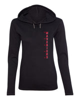 Women's Omaha Mavericks Long Sleeve Hooded Tee Shirt - Vertical UNO Mavericks