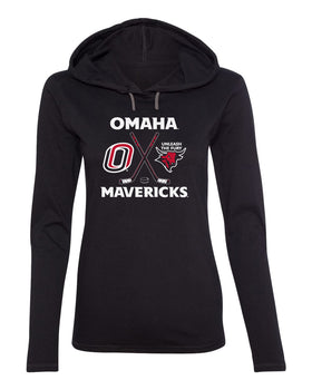Women's Omaha Mavericks Long Sleeve Hooded Tee Shirt - Omaha Hockey