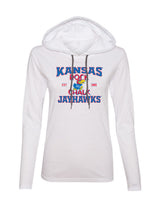 Women's Kansas Jayhawks Long Sleeve Hooded Tee Shirt - Rock Chalk Jayhawks