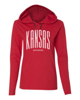 Women's Kansas Jayhawks Long Sleeve Hooded Tee Shirt - Tall Kansas Small Jayhawks