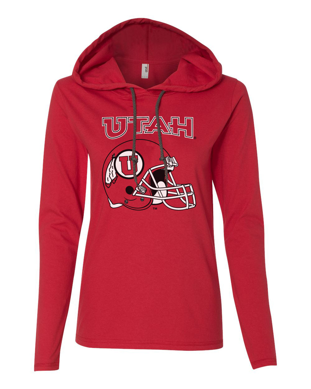Women's Utah Utes Long Sleeve Hooded Tee Shirt - Utah Utes Football Helmet