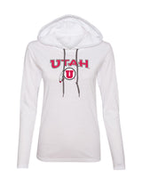 Women's Utah Utes Long Sleeve Hooded Tee Shirt - Circle & Feather Logo