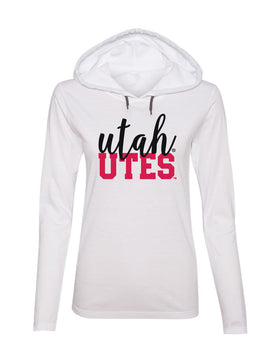 Women's Utah Utes Long Sleeve Hooded Tee Shirt - Script Utah Block UTES