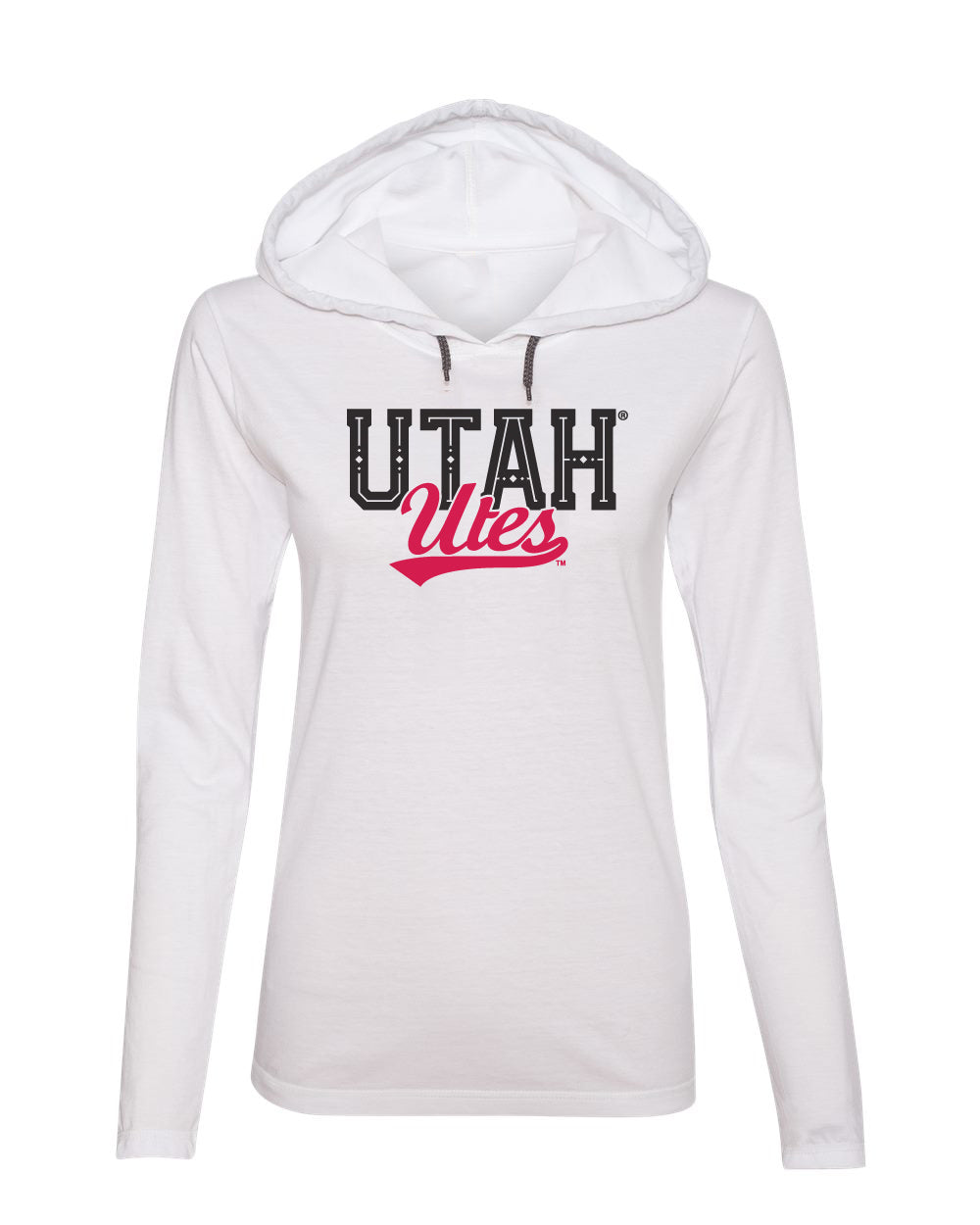 Women's Utah Utes Long Sleeve Hooded Tee Shirt - Block UTAH Script Utes
