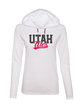 Women's Utah Utes Long Sleeve Hooded Tee Shirt - Block UTAH Script Utes