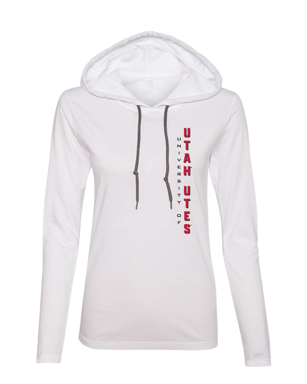 Women's Utah Utes Long Sleeve Hooded Tee Shirt - Vertical Utah Utes