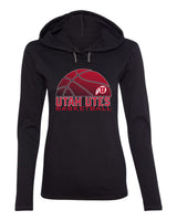 Women's Utah Utes Long Sleeve Hooded Tee Shirt - Utah Utes Basketball with Logo