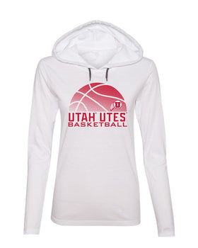 Women's Utah Utes Long Sleeve Hooded Tee Shirt - Utah Utes Basketball with Logo