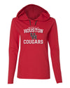 Women's Houston Cougars Long Sleeve Hooded Tee Shirt - University of Houston UH Cougars Arch