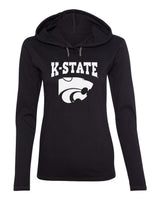 Women's K-State Wildcats Long Sleeve Hooded Tee Shirt - K-State Powercat