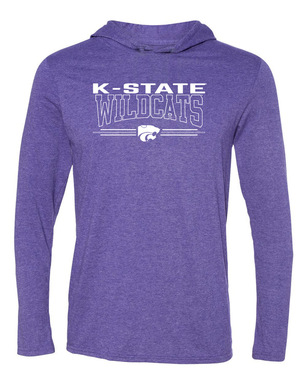 Women's K-State Wildcats Long Sleeve Hooded Tee Shirt - Wildcats with 3-Stripe Powercat
