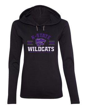 Women's K-State Wildcats Long Sleeve Hooded Tee Shirt - Arch K-State Wildcats EST 1863