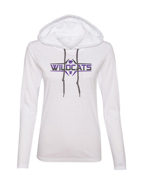 Women's K-State Wildcats Long Sleeve Hooded Tee Shirt - Striped WILDCATS Football Laces