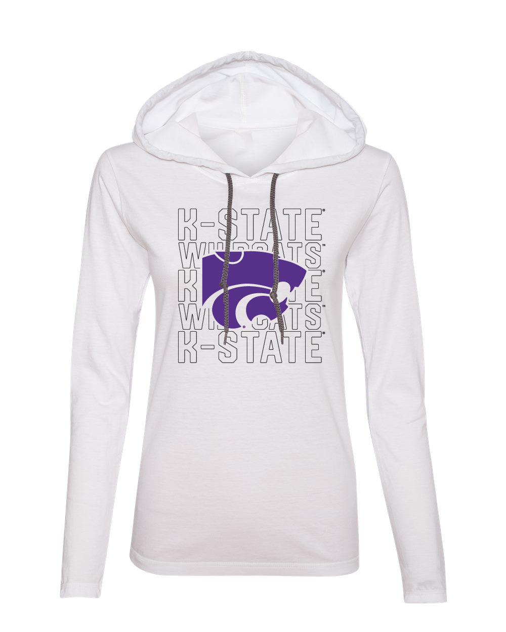 Women's K-State Wildcats Long Sleeve Hooded Tee Shirt - Powercat Overlay