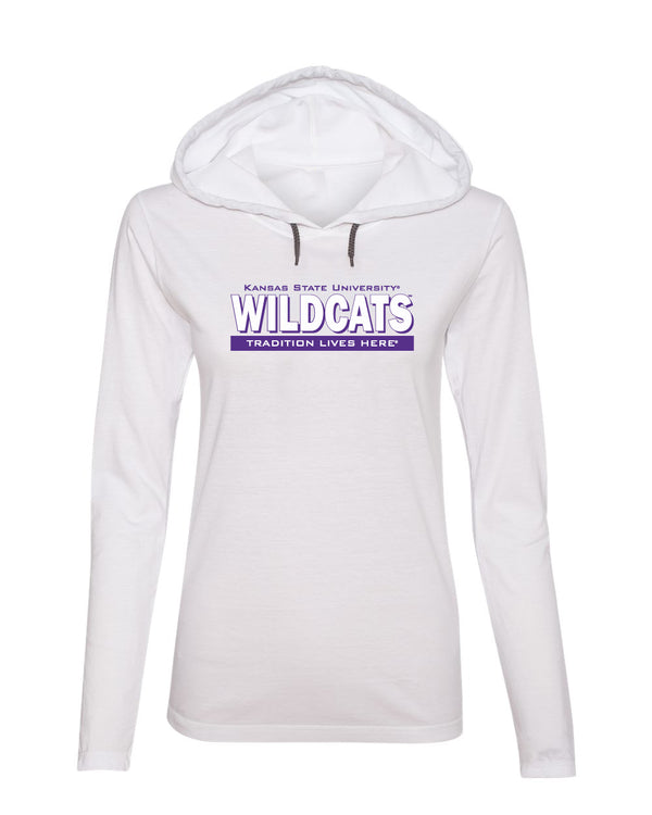 Women's K-State Wildcats Long Sleeve Hooded Tee Shirt - Wildcats Tradition Lives Here