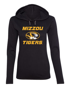 Women's Missouri Tigers Long Sleeve Hooded Tee Shirt - Mizzou Tigers Primary Logo
