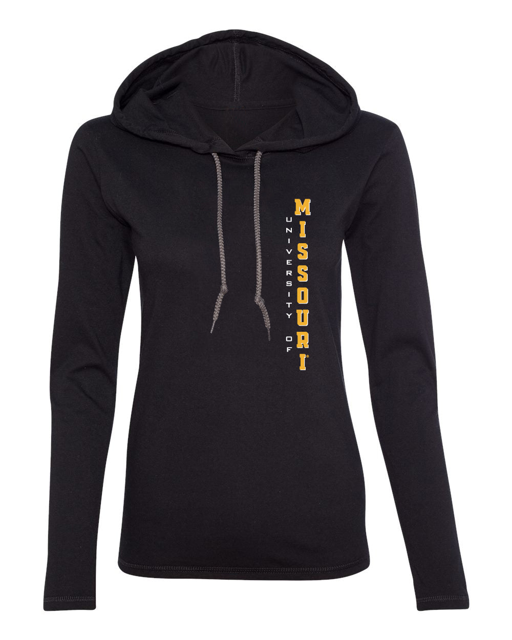Women's Missouri Tigers Long Sleeve Hooded Tee Shirt - Vertical University of Missouri