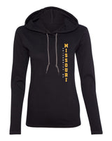 Women's Missouri Tigers Long Sleeve Hooded Tee Shirt - Vertical University of Missouri
